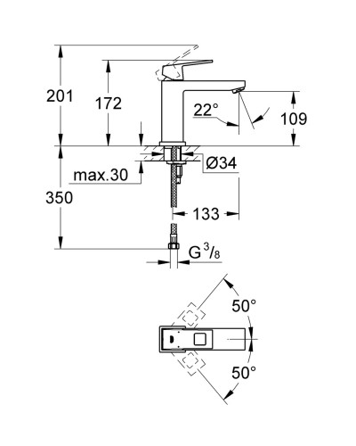 Змішувач для раковини M-розміру Grohe Eurocube (23446000)