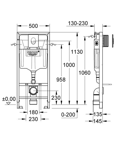 Система інсталяції для унітазу 3 в 1 Grohe Rapid SL (38722001)