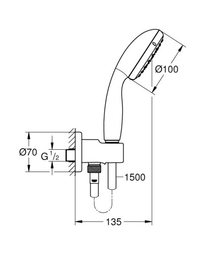 Душовий набір з тримачем для прихованого монтажу Grohe New Tempesta Classic (26406001)