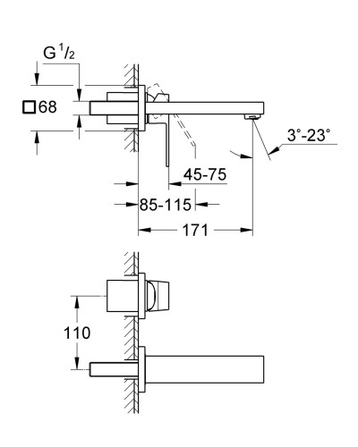 Смеситель для раковины скрытого монтажа Grohe Eurocube (19895000).