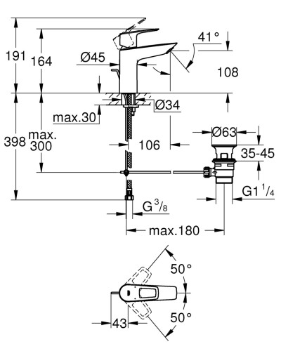 Змішувач для раковини M-розміру Grohe BauLoop New (23762001)