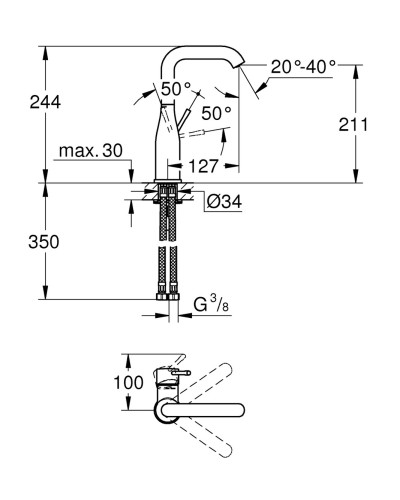 Смеситель для раковины L-размера Grohe Essence New (23541001)