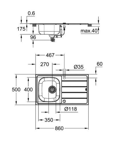 Мийка для кухні із нержавіючої сталі Grohe K200 (31552SD1)