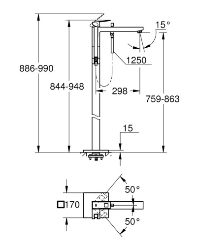 Підлоговий змішувач для ванни Grohe Eurocube (23672001)