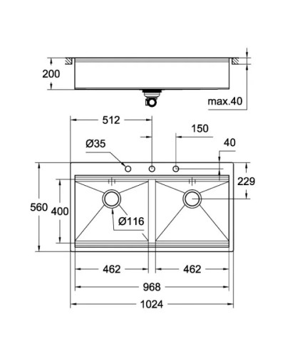 Кухонная мойка Grohe EX Sink K800 двойная (120 cm) (31585SD0)