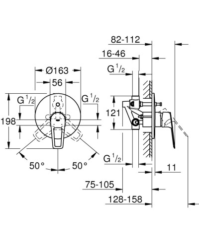 Змішувач прихованого монтажу на 2 споживача Grohe BauLoop New (29081001)