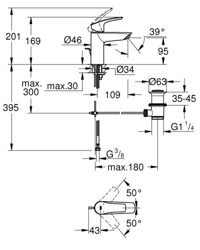 Змішувач для раковини S-розміру Grohe Eurosmart New (33265003)