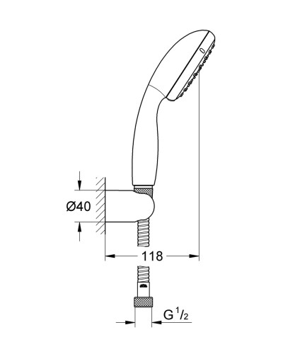 Душовий набір з тримачем. 2 режими струменю Grohe New Tempesta Classic (26164001)