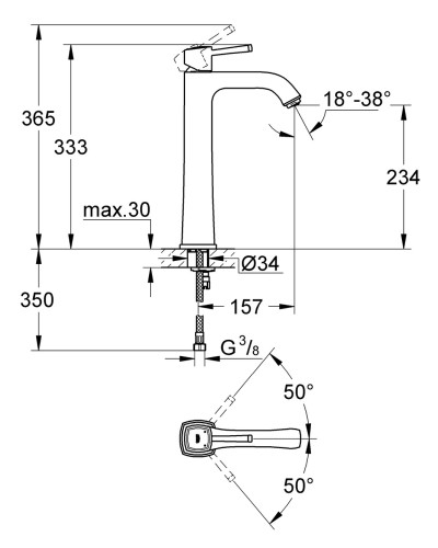 Змішувач на стільницю для раковини XL-розміру Grohe Grandera (23313000)