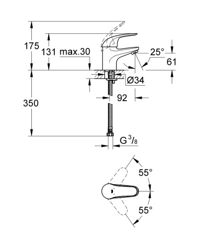 Змішувач для раковини S-розміру Grohe Eurosmart (32467002)