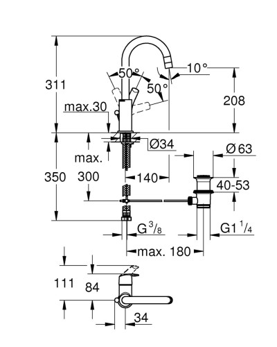 Змішувач для раковини L-розміру Grohe Eurosmart (23537002)