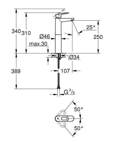 Змішувач на стільницю для раковини XL-розміру Grohe BauLoop (23764000)