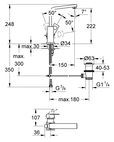 Змішувач для раковини L-розміру Grohe Eurocube (2313500E)