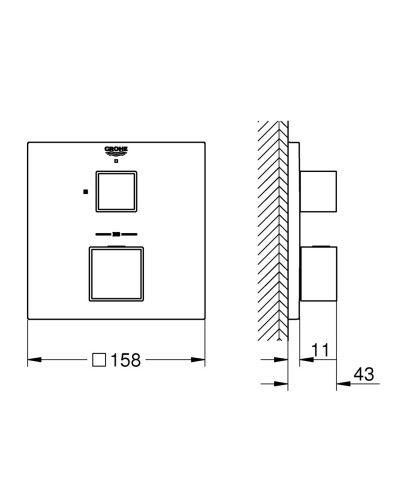 Термостат скрытого монтажа для 1 потребителя Grohe Grohtherm Cube (24153000)