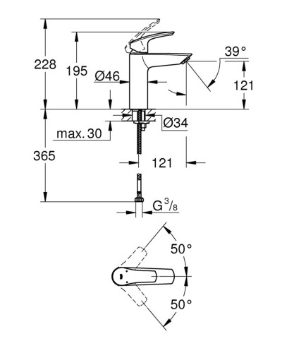 Змішувач для раковини M-розміру Grohe Eurosmart New (23324003)