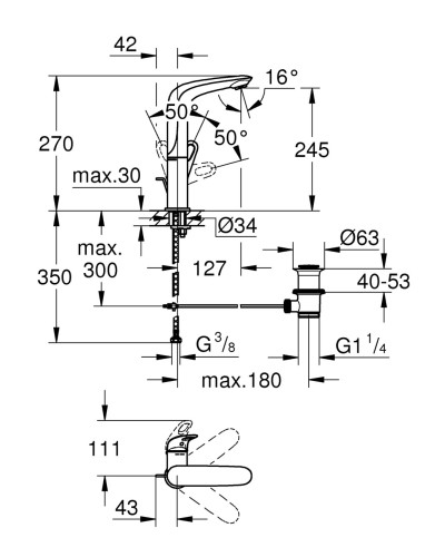 Змішувач для раковини L-розміру Grohe Eurostyle (23569003)