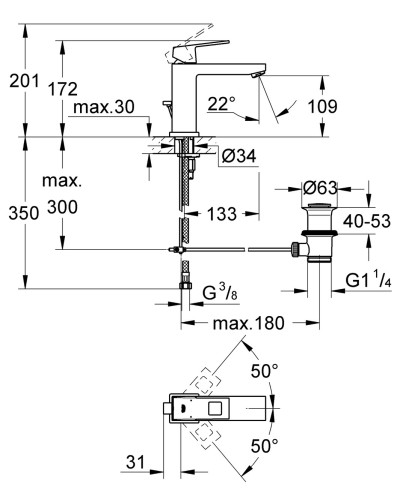 Змішувач для раковини M-розміру Grohe Eurocube (23445000)