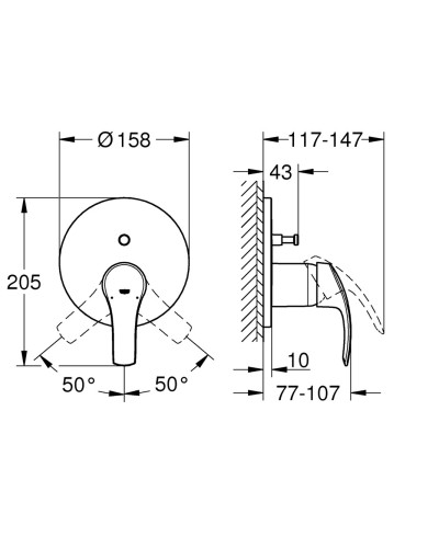 Змішувач прихованого монтажу на 2 споживача Grohe Eurosmart (24043002)