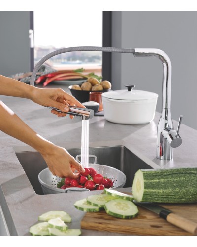 Змішувач для кухні з висувним виливом Grohe Essence New (30270000)