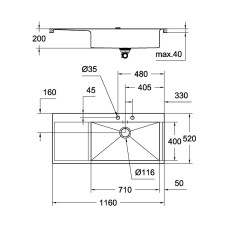 Мойка кухонная Grohe EX Sink K1000 (двойное крыло слева) (31582SD0)