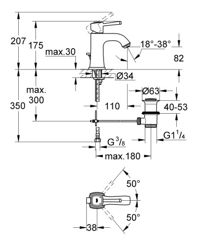 Змішувач для раковини M-розміру Grohe Grandera (23303000)