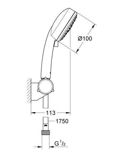 Душовий набір з тримачем. 3 режими струменю Grohe New Tempesta Cosmopolitan (27584002)