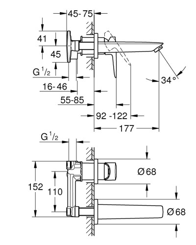 Смеситель для раковины скрытого монтажа Grohe BauLoop New (20289001)