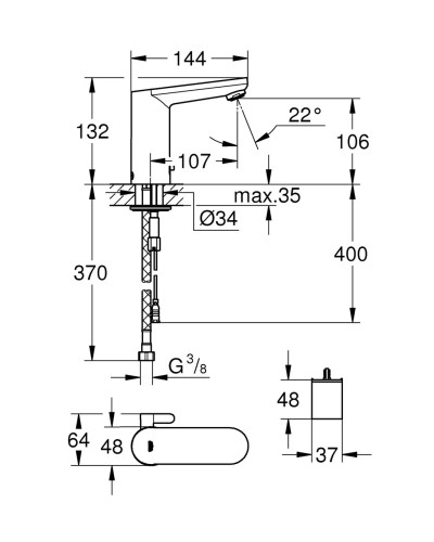 Змішувач для раковини з сенсорним керуванням Grohe Eurosmart CE (36327001)