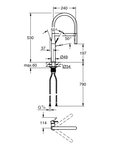 Смеситель для кухни с гибким изливом Grohe Essence New (30294000)