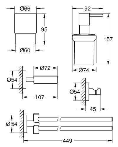 Набір аксесуарів 4 в 1 Grohe Essentials New (40846001)