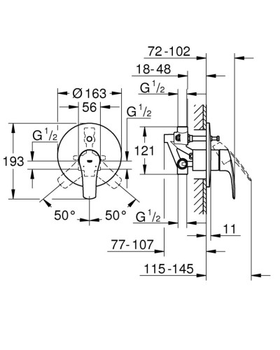 Змішувач прихованого монтажу на 2 споживача Grohe Eurosmart New (33305003)