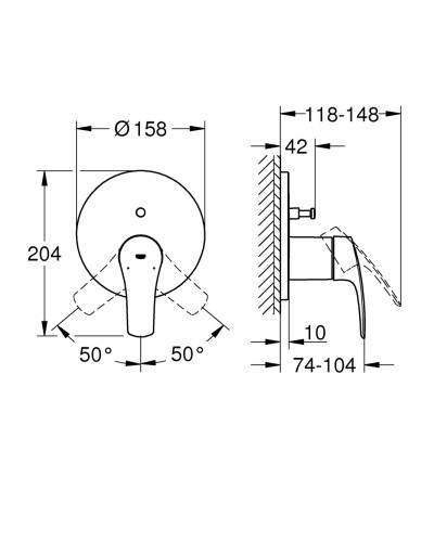 Змішувач прихованого монтажу на 2 споживача Grohe Eurosmart New (24043003)