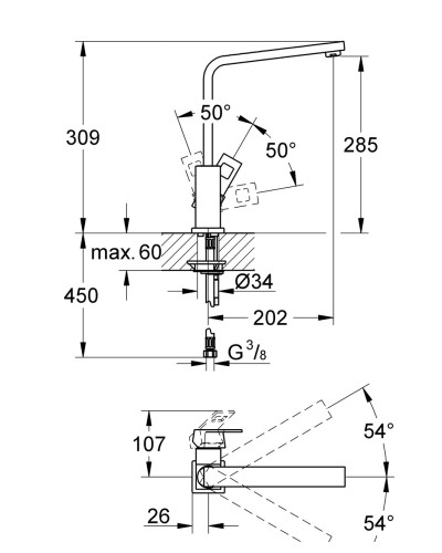 Змішувач для кухні Grohe Eurocube (31255000)