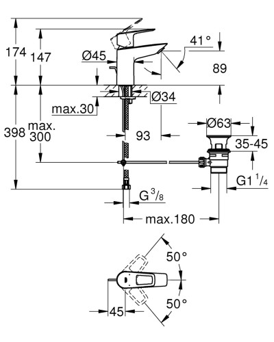 Смеситель для раковины S-размера Grohe BauLoop New (23335001)