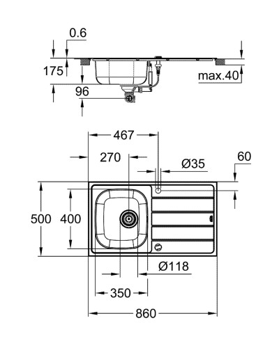 Комплект кухонної мийки і змішувача Grohe K200 (31562SD1)