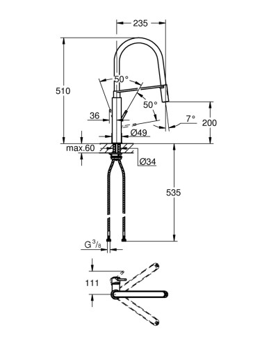 Смеситель для кухни с гибким изливом Grohe Concetto new (31491000)