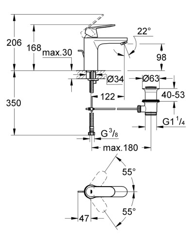 Змішувач для раковини M-розміру Grohe Eurosmart Cosmopolitan (23325000)