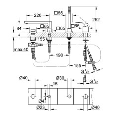 Смеситель на борт ванны на 4 отверстия Grohe Eurocube (19897001)
