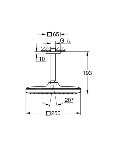 Верхній душ з стельовим кронштейном Grohe Tempesta Cube (26688000)