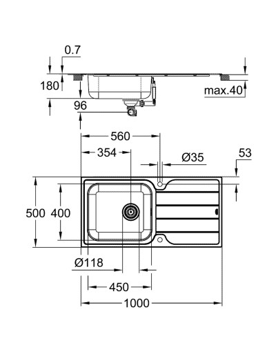 Мойка для кухни из нержавеющей стали Grohe K500 (31563SD1)