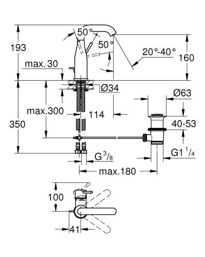 Змішувач для раковини M-розміру Grohe Essence New (23462001)