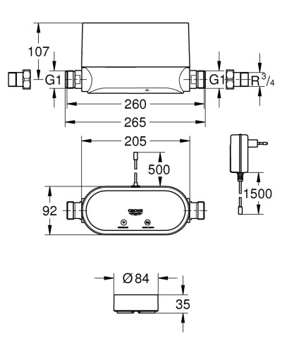 Інтелектуальний контролер води з 3-ма датчиками Grohe Sense Guard (22502LN1)