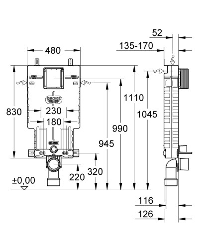 Інсталяція для унітазу із EPS корпусом Grohe (38643001)