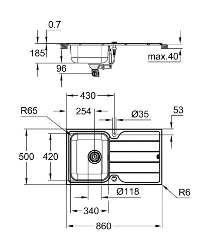 Комплект кухонної мийки і змішувача Grohe K500 (31573SD1)