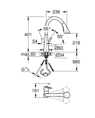 Смеситель для кухни с выдвижным изливом Grohe Zedra (32294002)