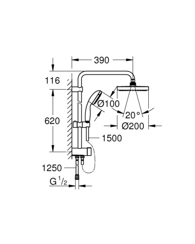 Душевая система с переключателем Grohe New Tempesta System (27389002)