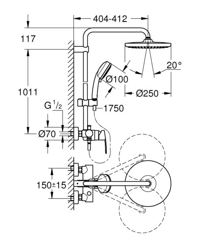 Душова система зі змішувачем для душа Grohe New Tempesta Cosmop. System (26673000)