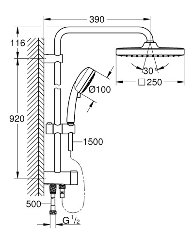 Душова система із перемикачем Grohe New Tempesta Cosmop. System (26694000)