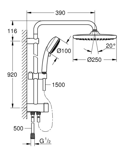 Душова система із перемикачем Grohe New Tempesta Cosmop. System (26675000)