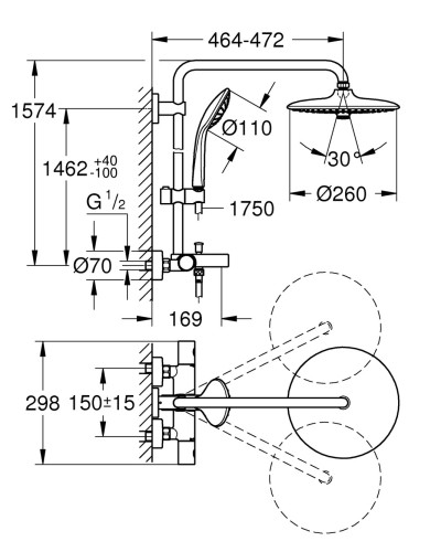 Душова система з термостатом для ванни Grohe Euphoria System (27475002)